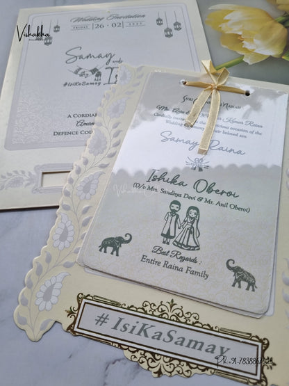 Ribbon Flower Hindu Muslim Christian Sikh Jain invitation Cards ATS-1732 – image 2