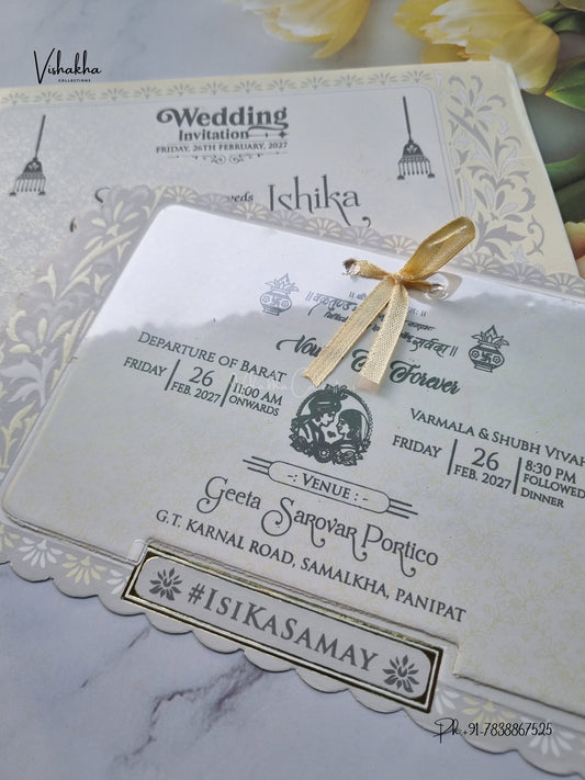 Ribbon Flower Hindu Muslim Christian Sikh Jain invitation Cards ATS-1733 – image 2