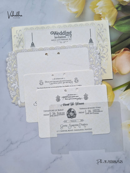 Ribbon Flower Hindu Muslim Christian Sikh Jain invitation Cards ATS-1733 – image 3