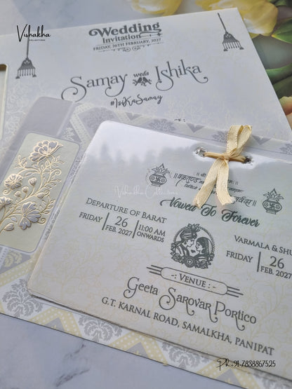 Ribbon Flower Hindu Muslim Christian Sikh Jain invitation Cards ATS-1734 – image 2
