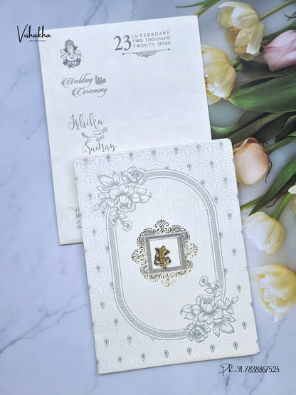 Flower Ganesh Ji Hindu Jain invitation Cards ATS-1757 – image 1