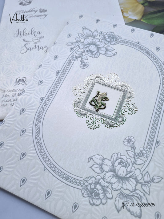 Flower Ganesh Ji Hindu Jain invitation Cards ATS-1757 – image 2