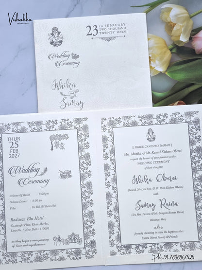 Flower Ganesh Ji Hindu Jain invitation Cards ATS-1757 – image 3