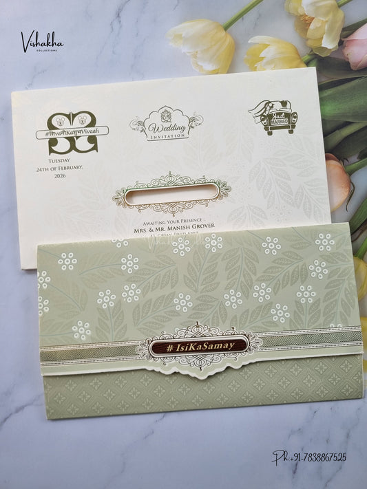 Semi Box Flower Hindu Muslim Christian Sikh Jain invitation Cards ATS-1775 – image 1