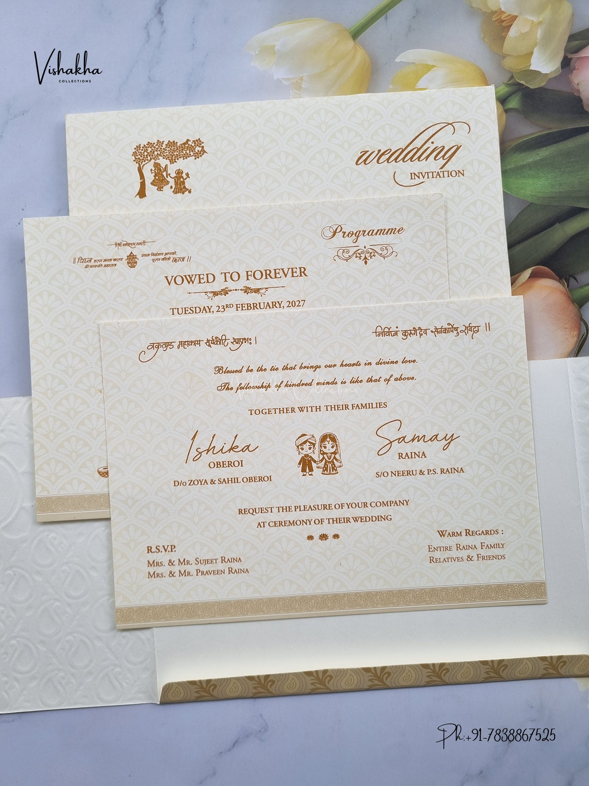 Semi Box Double Door Ganesh Ji Mehendi Hindu Jain invitation Cards ATS-1812 – image 3