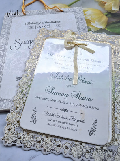 Semi Box Ribbon Carry Bag Hindu Muslim Christian Sikh Jain invitation Cards ATS-1825 – image 2