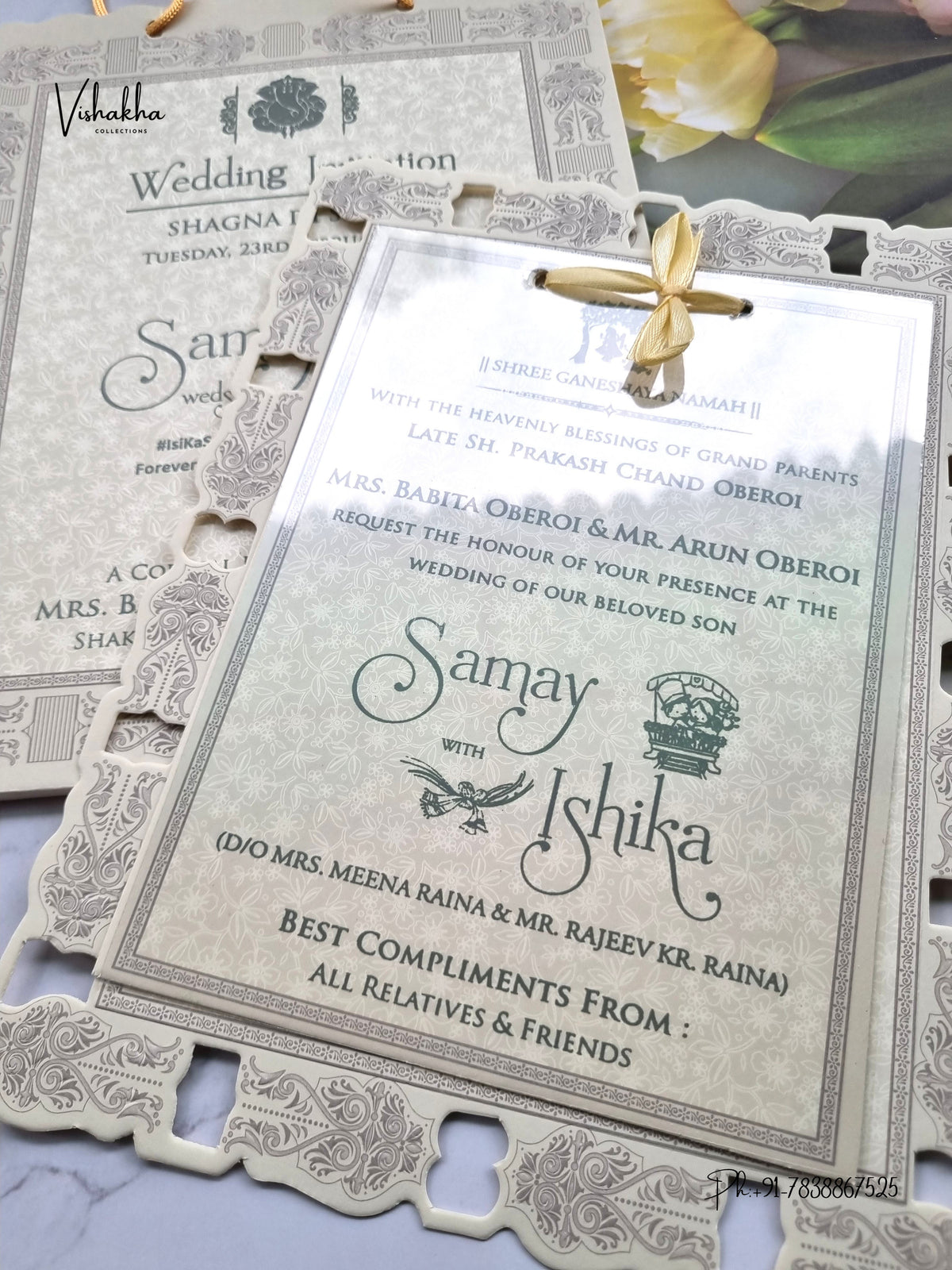 Semi Box Ribbon Carry Bag Hindu Muslim Christian Sikh Jain invitation Cards ATS-1833 – image 2