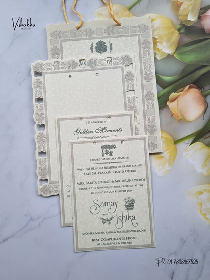 Semi Box Ribbon Carry Bag Hindu Muslim Christian Sikh Jain invitation Cards ATS-1833 – image 3