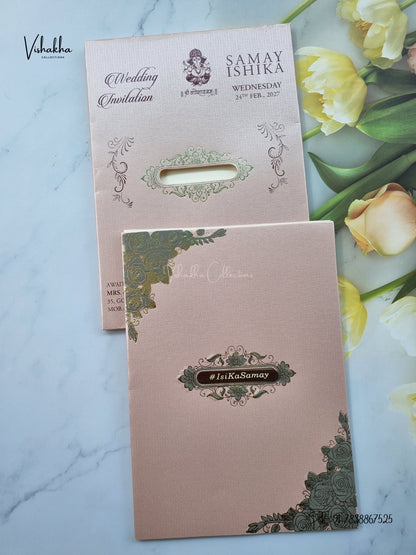 Semi Box Flower Hindu Muslim Christian Sikh Jain invitation Cards ATS-1838P – image 1