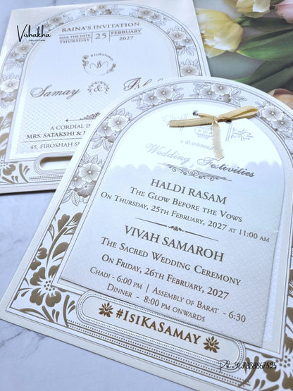 Ribbon Flower Hindu Muslim Christian Sikh Jain invitation Cards ATS-1841 – image 2
