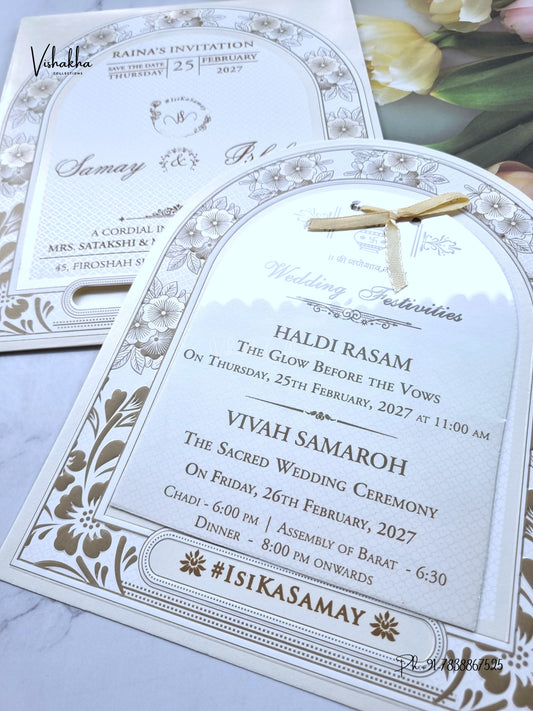 Ribbon Flower Hindu Muslim Christian Sikh Jain invitation Cards ATS-1841 – image 2