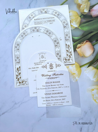 Ribbon Flower Hindu Muslim Christian Sikh Jain invitation Cards ATS-1841 – image 3