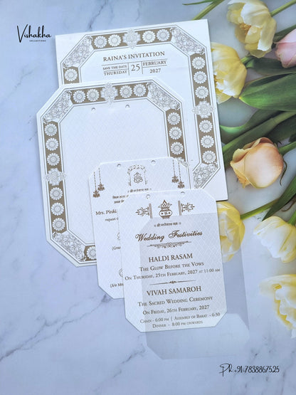 Ribbon Flower Hindu Muslim Christian Sikh Jain invitation Cards ATS-1842 – image 3