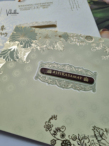 Semi Box Carry Bag Flower Jaali Hindu Muslim Christian Sikh Jain invitation Cards ATS-1865 – image 2