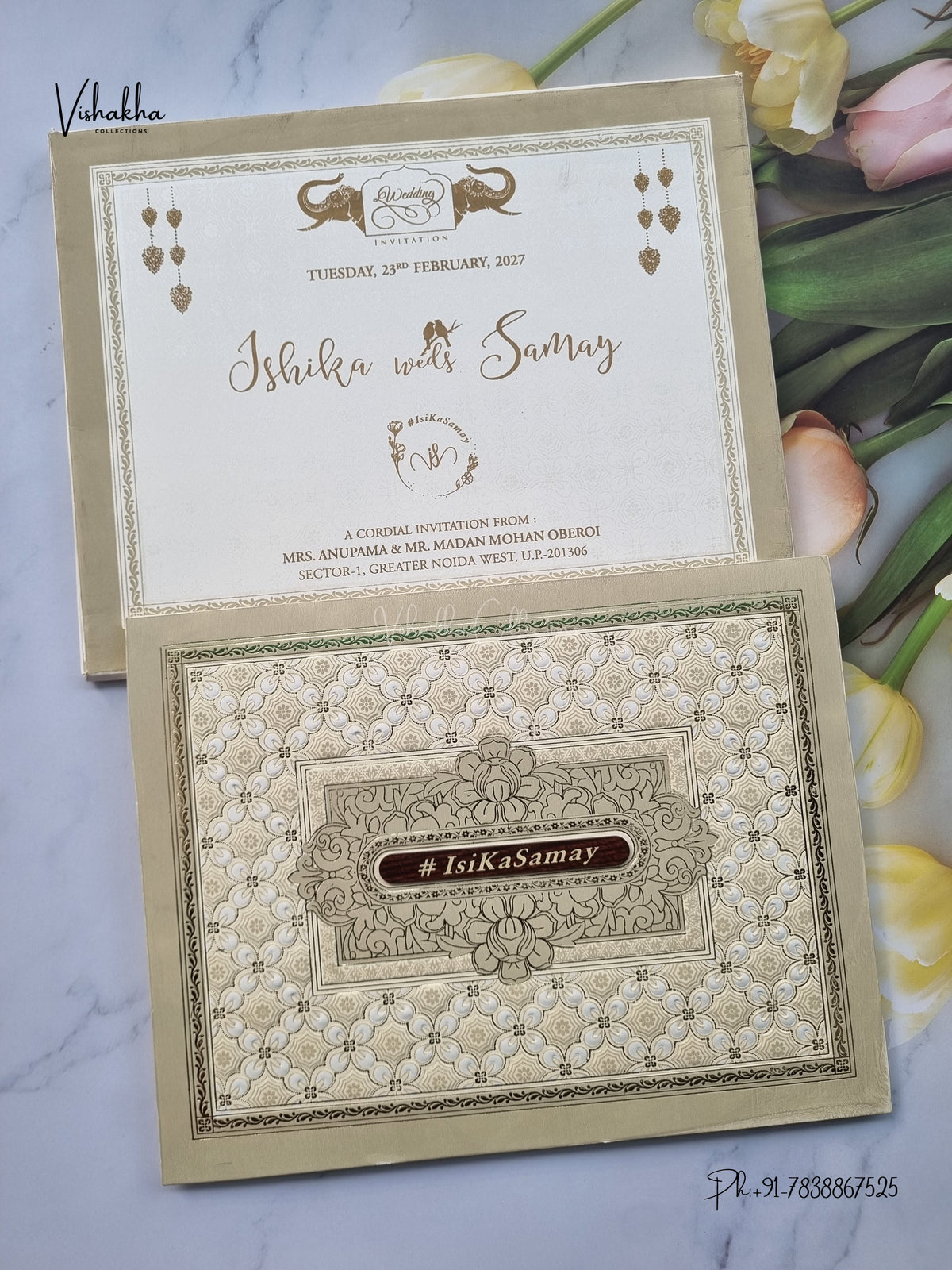 Semi Box Hindu Muslim Christian Sikh Jain invitation Cards ATS-1871 – image 1