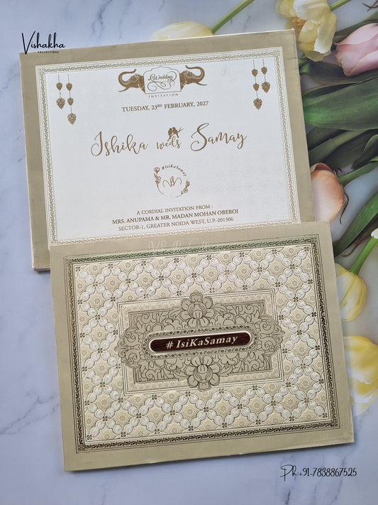 Semi Box Hindu Muslim Christian Sikh Jain invitation Cards ATS-1871 – image 1