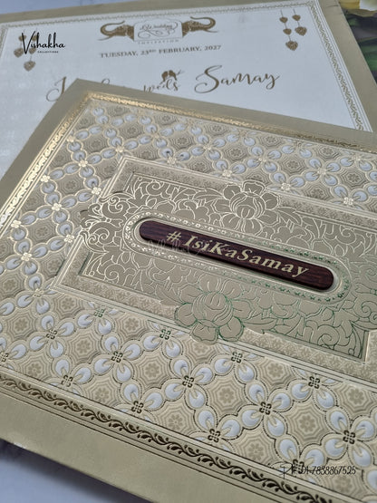 Semi Box Hindu Muslim Christian Sikh Jain invitation Cards ATS-1871 – image 2