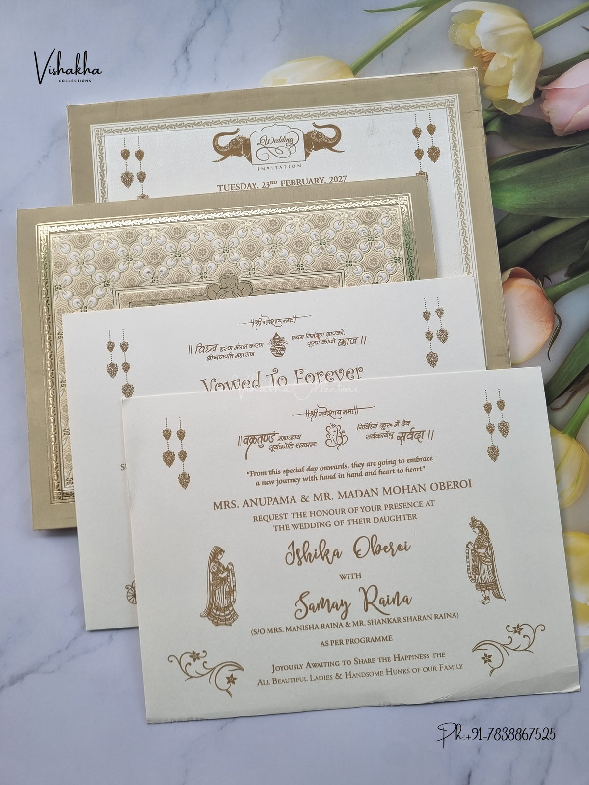 Semi Box Hindu Muslim Christian Sikh Jain invitation Cards ATS-1871 – image 3