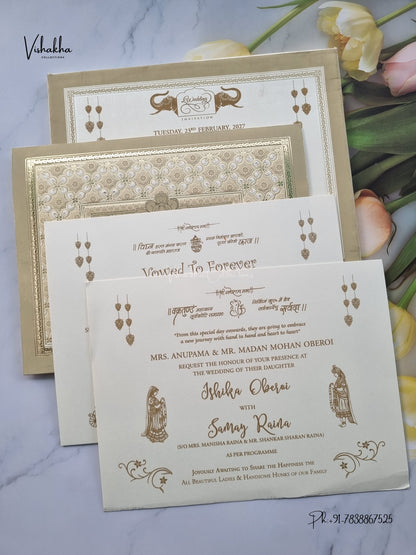 Semi Box Hindu Muslim Christian Sikh Jain invitation Cards ATS-1871 – image 3