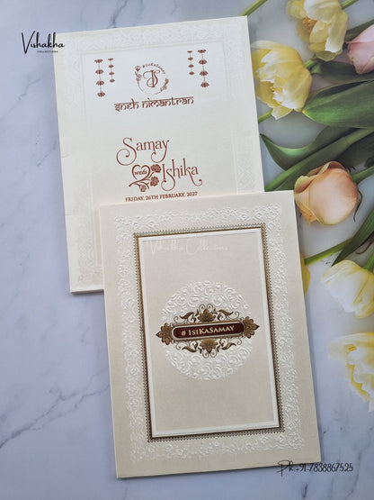 Semi Box Flower Hindu Muslim Christian Sikh Jain invitation Cards ATS-1873 – image 1