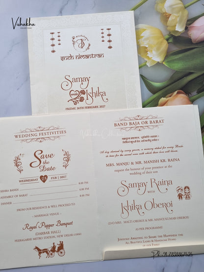 Semi Box Flower Hindu Muslim Christian Sikh Jain invitation Cards ATS-1873 – image 3