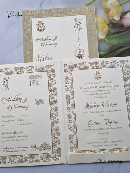 Semi Box Ganesh Ji Flower Hindu Jain invitation Cards ATS-1882 – image 3