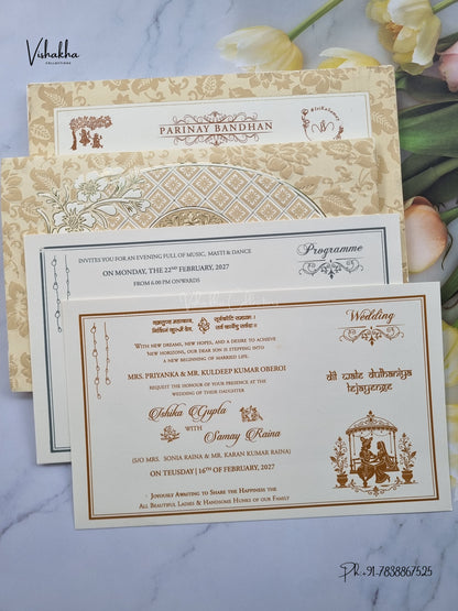 Semi Box Ganesh Ji Flower Hindu Jain invitation Cards ATS-1886 – image 3