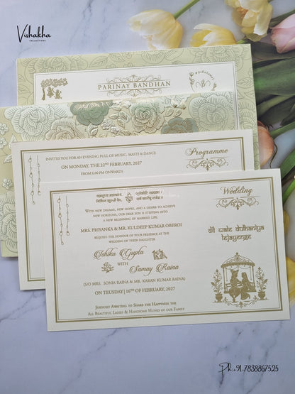 Semi Box Ganesh Ji Flower Hindu Jain invitation Cards ATS-1888 – image 3