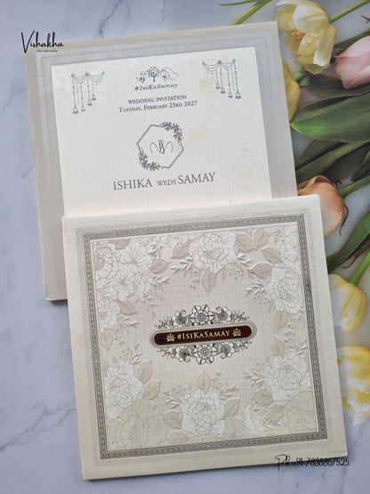 Semi Box Padded Hindu Muslim Christian Sikh Jain invitation Cards ATS-1893 – image 1