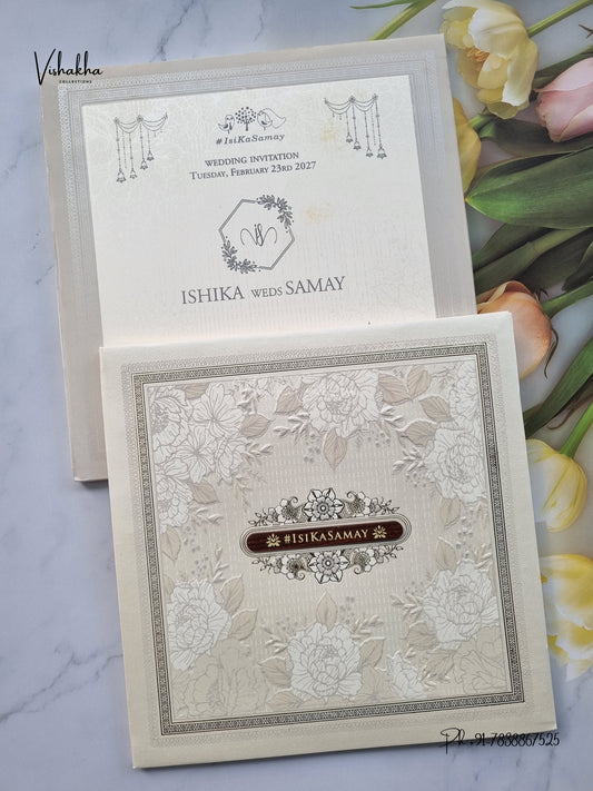 Semi Box Padded Hindu Muslim Christian Sikh Jain invitation Cards ATS-1893 – image 1