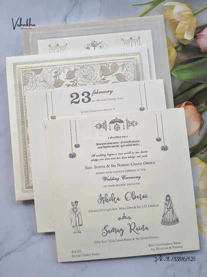 Semi Box Padded Hindu Muslim Christian Sikh Jain invitation Cards ATS-1893 – image 3
