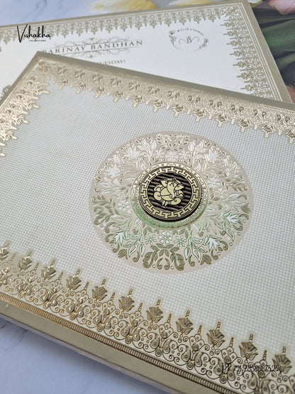 Semi Box Padded Ganesh Ji Bandhanwar Hindu Jain invitation Cards ATS-1896 – image 2