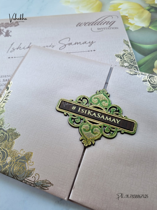Semi Box Padded Double Door Flower Hindu Muslim Christian Sikh Jain invitation Cards ATS-1896P – image 2
