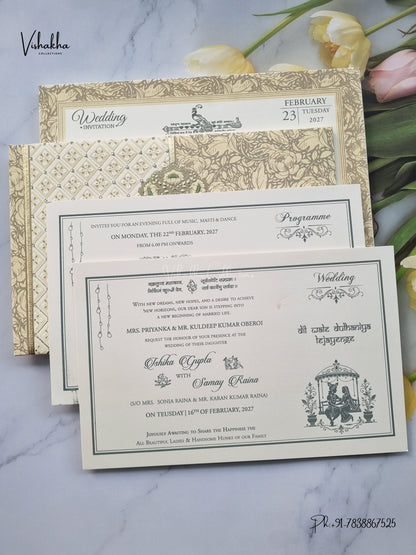 Semi Box Ganesh Ji Flower Geometric Hindu Jain invitation Cards ATS-1898 – image 3