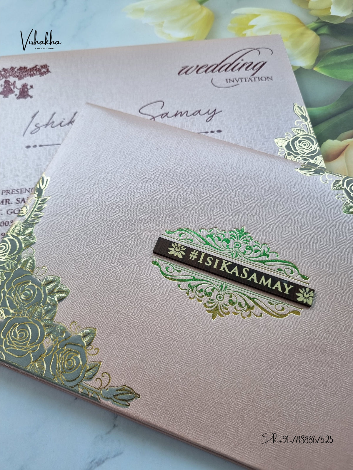 Semi Box Padded Flower Hindu Muslim Christian Sikh Jain invitation Cards ATS-1899P – image 2