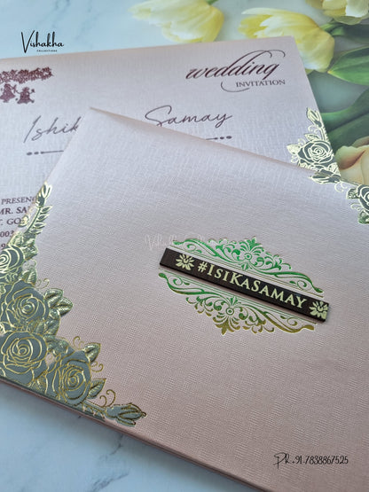 Semi Box Padded Flower Hindu Muslim Christian Sikh Jain invitation Cards ATS-1899P – image 2
