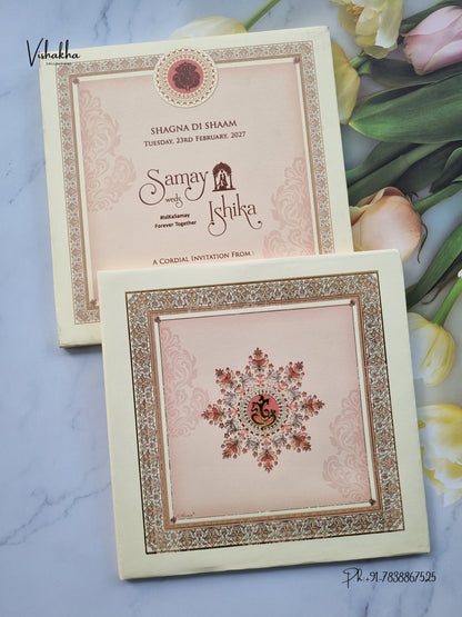 Semi Box Padded Ganesh Ji Flower Hindu Jain invitation Cards ATS-215 – image 1