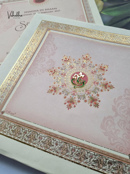 Semi Box Padded Ganesh Ji Flower Hindu Jain invitation Cards ATS-215 – image 2