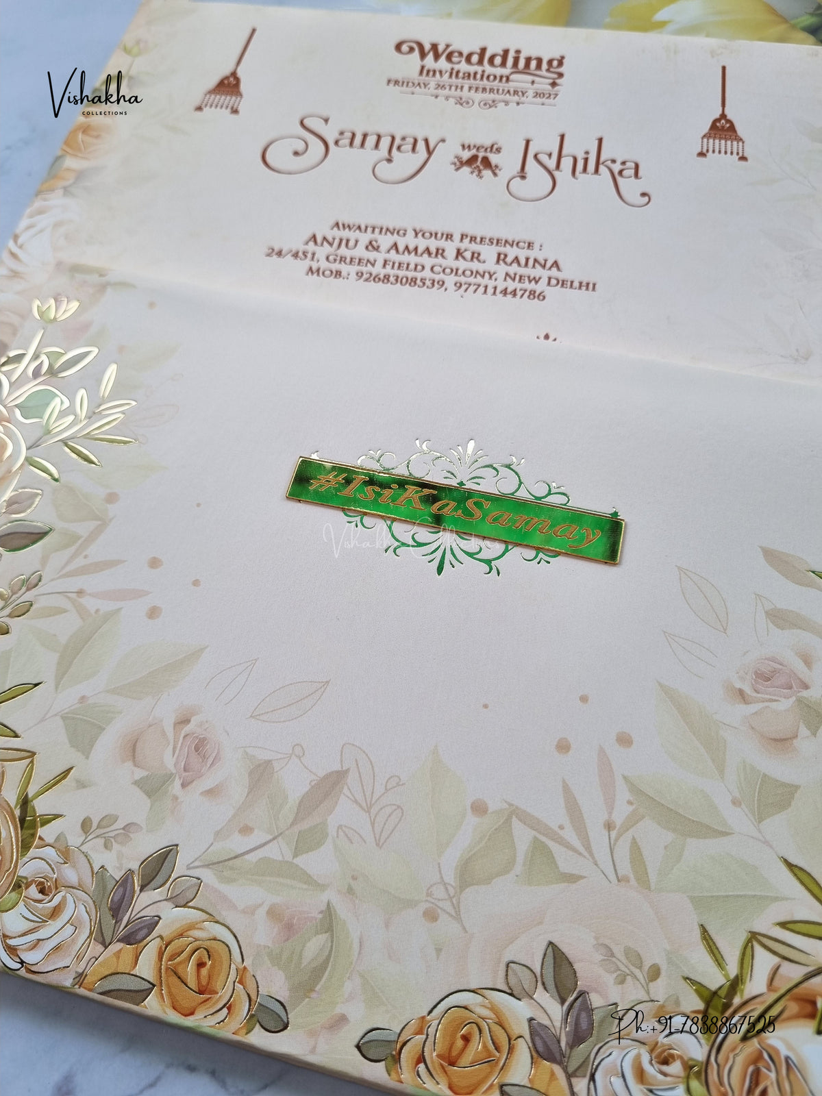 Semi Box Padded Flower Hindu Muslim Christian Sikh Jain invitation Cards ATS-251 – image 2