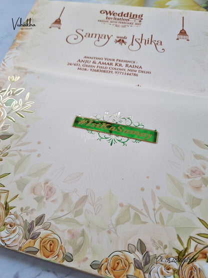 Semi Box Padded Flower Hindu Muslim Christian Sikh Jain invitation Cards ATS-251 – image 2