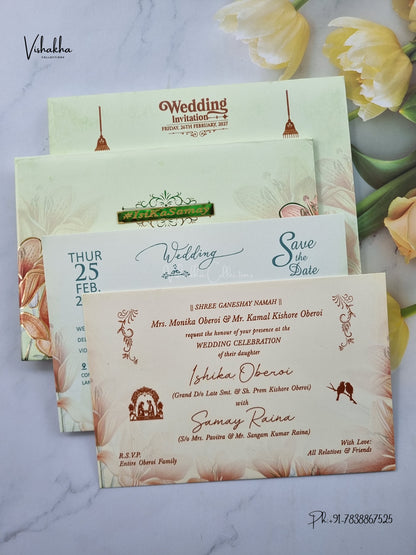 Semi Box Padded Flower Hindu Muslim Christian Sikh Jain invitation Cards ATS-252 – image 3