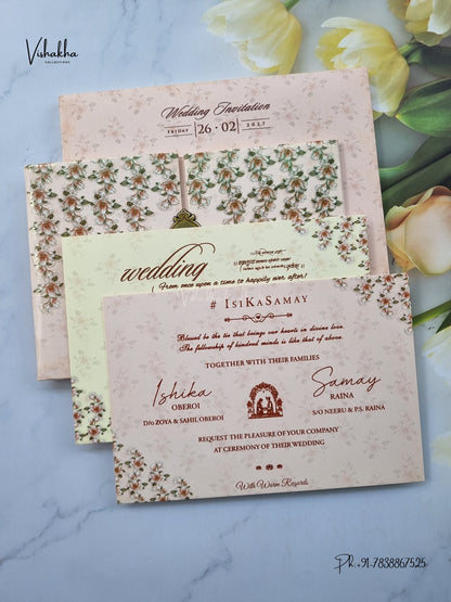 Semi Box Padded Double Door Flower Hindu Muslim Christian Sikh Jain invitation Cards ATS-254 – image 3