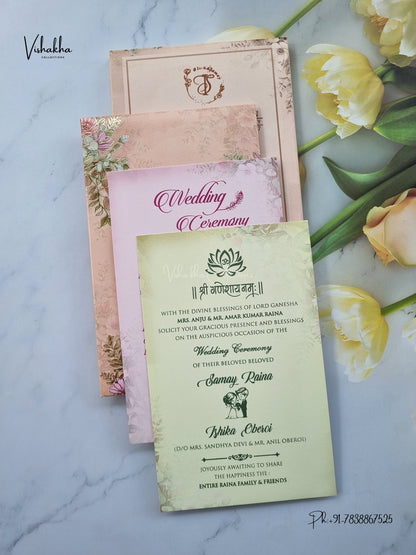 Semi Box Padded Ganesh Ji Flower Hindu Jain invitation Cards ATS-259 – image 3