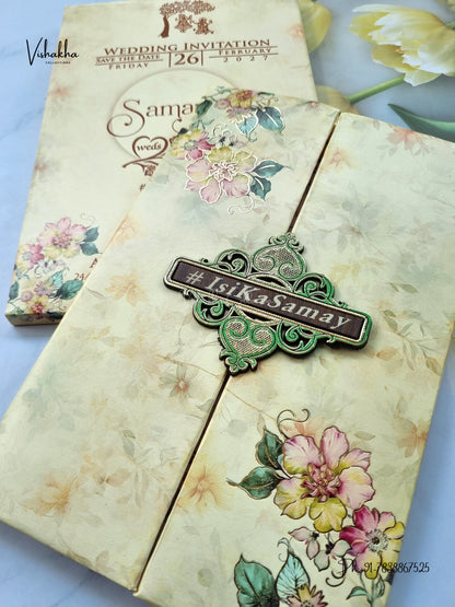 Semi Box Padded Double Door Flower Hindu Muslim Christian Sikh Jain invitation Cards ATS-261 – image 2