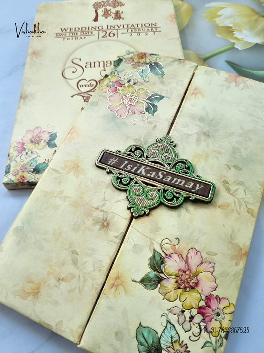 Semi Box Padded Double Door Flower Hindu Muslim Christian Sikh Jain invitation Cards ATS-261 – image 2