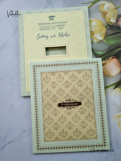 Semi Box Padded Flower Hindu Muslim Christian Sikh Jain invitation Cards ATS-266 – image 1