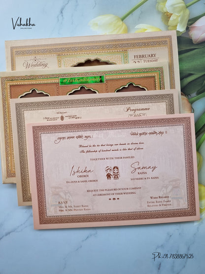 Semi Box Padded Dulah Dulhan Barat 3D Pop Up Hindu Sikh Jain invitation Cards ATS-268 – image 3