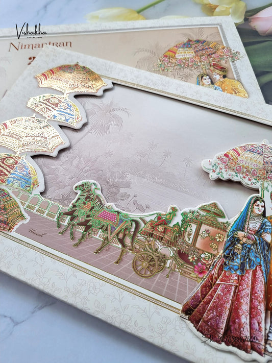 Semi Box Padded Dulah Dulhan Barat 3D Pop Up Hindu Sikh Jain invitation Cards ATS-272 – image 2