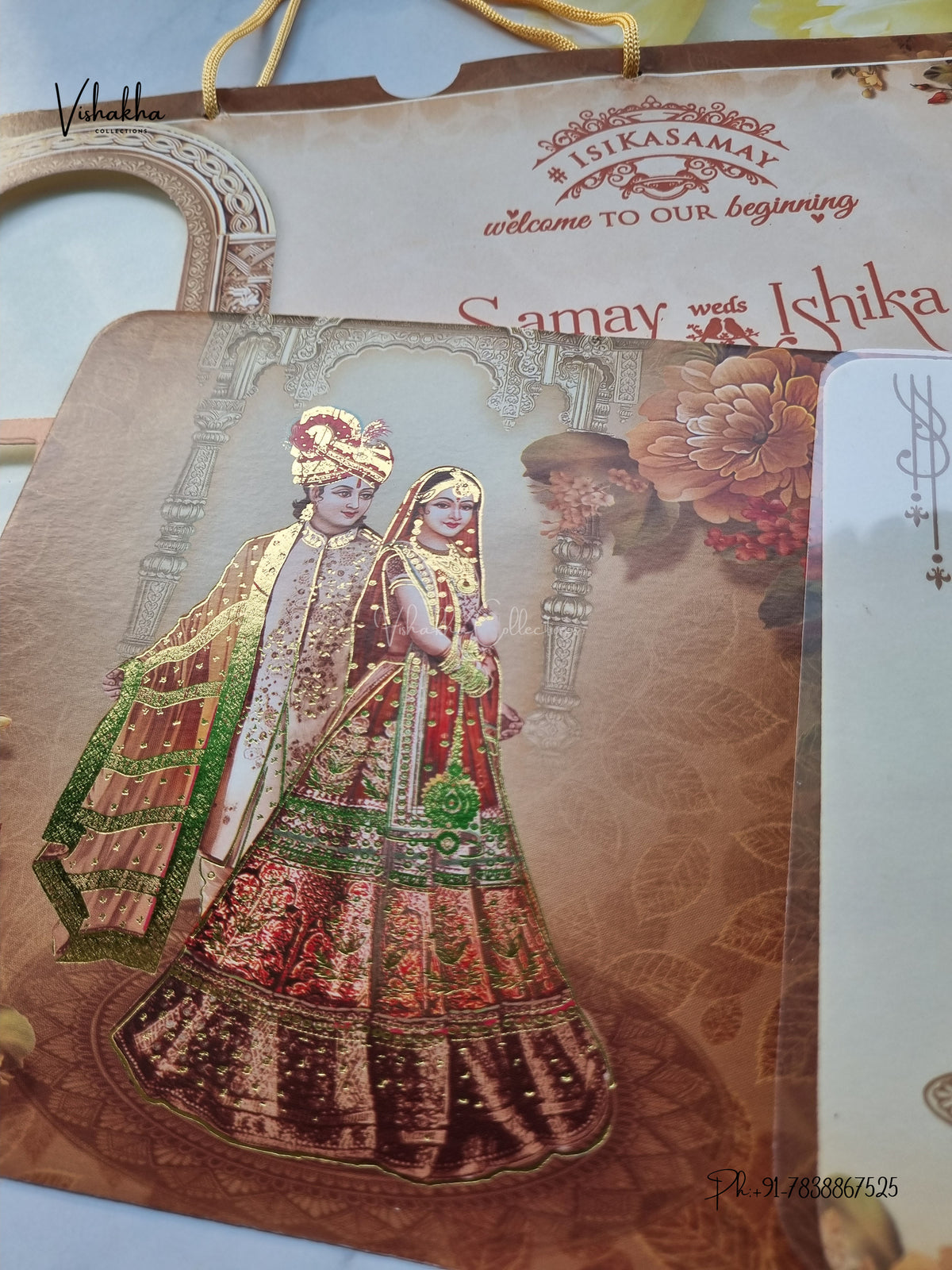 Ribbon Dulah Dulhan Hindu Sikh Jain invitation Cards ATS-4241 – image 2