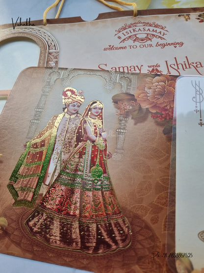 Ribbon Dulah Dulhan Hindu Sikh Jain invitation Cards ATS-4241 – image 2
